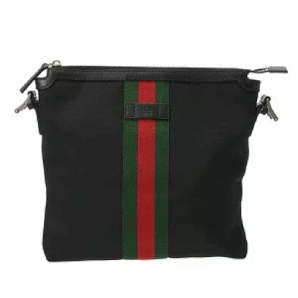 Gucci Sherry Shoulder Bag Black Canvas Leather